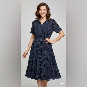 Vintage 1950’s Empire Blue Polka Dot Dress (no brand)